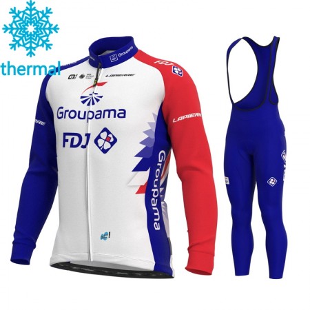 Fietskleding (Fietsshirt Lange Mouw + Lange Koersbroek) 2021 Groupama–FDJ N001 Winter Thermal Fleece